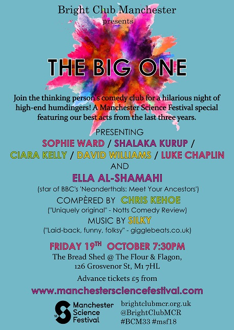 Poster for The Big One. Lists full line-up, including Ella Al-Shamahi, Chris Kehoe and Silky.